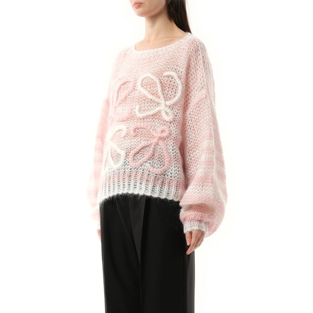 Loewe Anagram Sweater in White/Pink